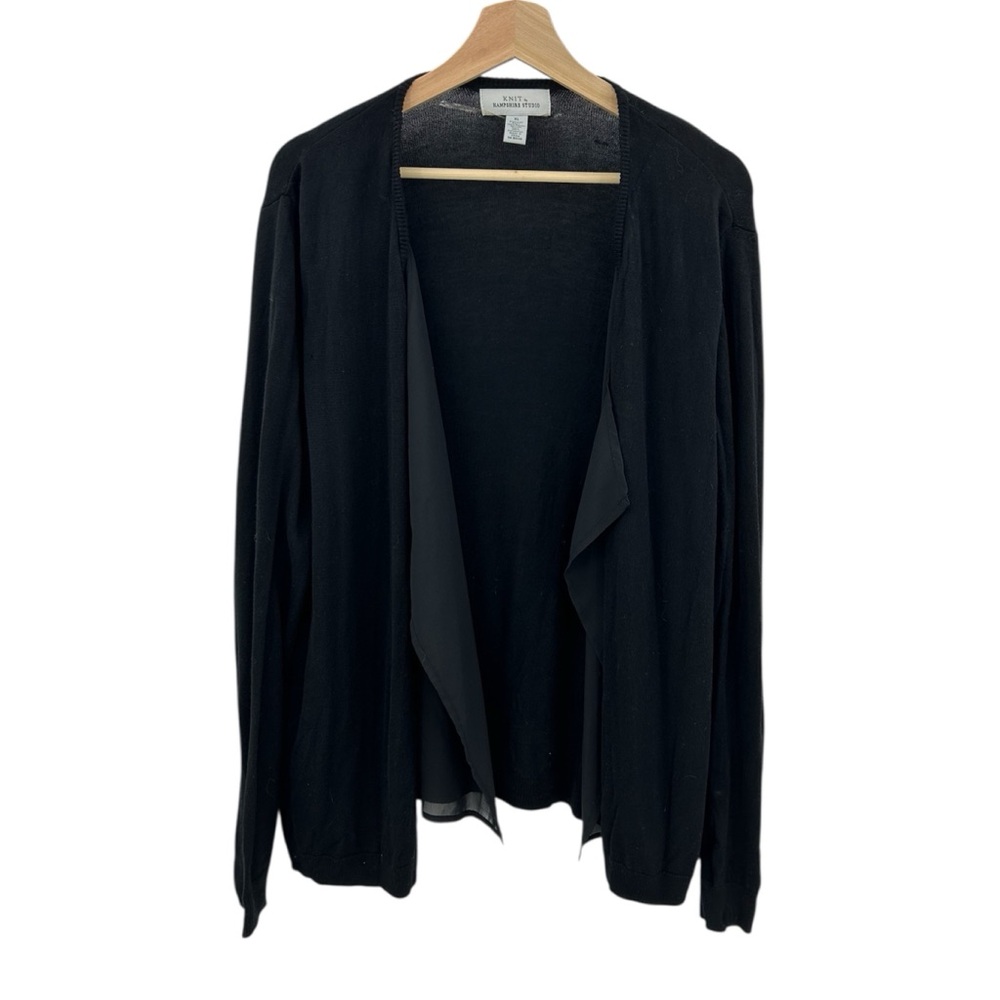 Knit by Hampshire Studio Black Open Front Cardigan